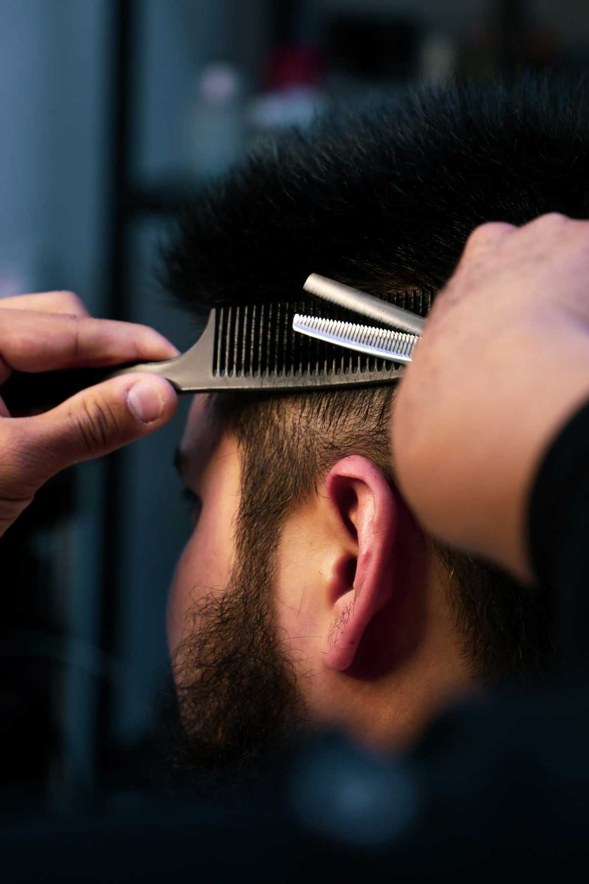 Scissors over comb on a classic cut