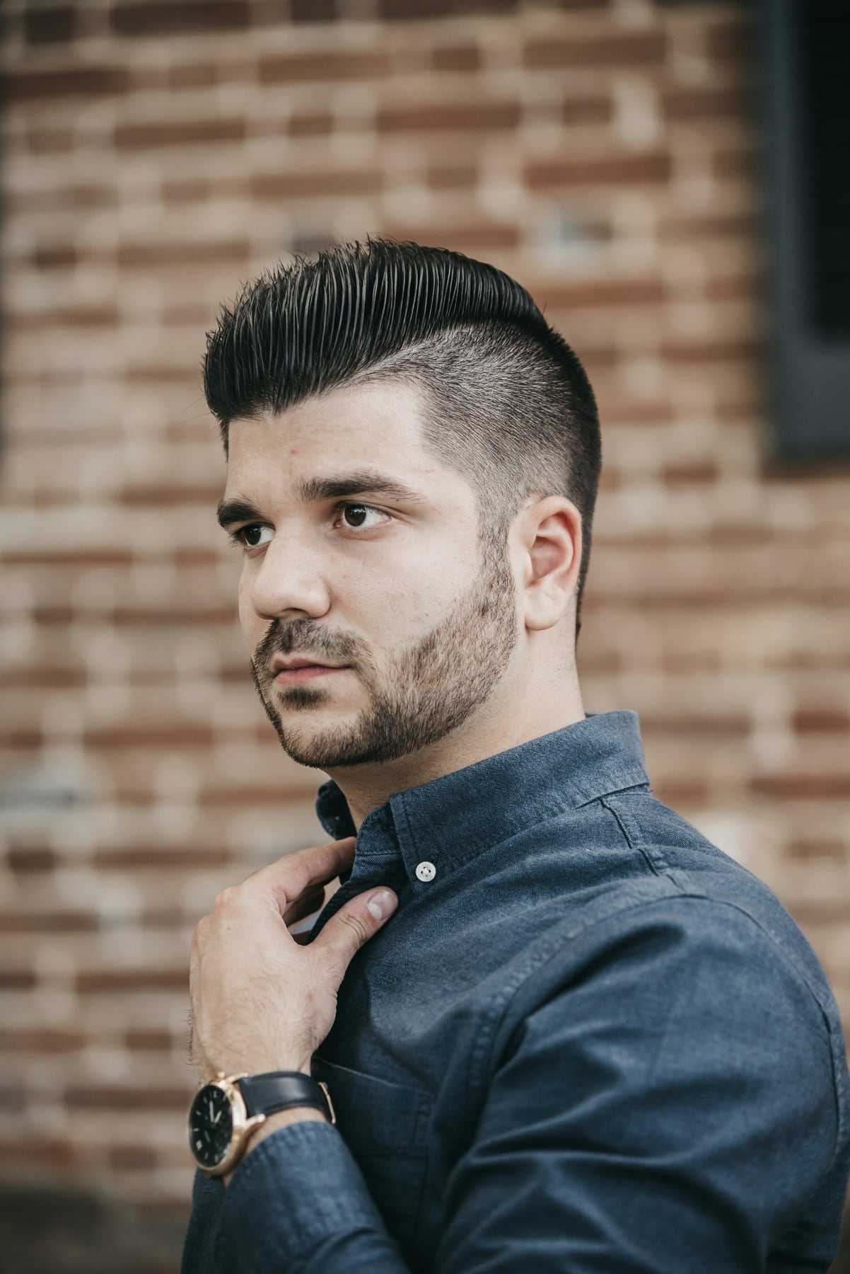 A classic side parting with a neat taper