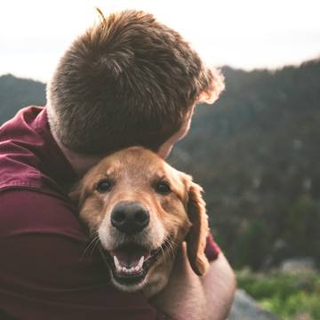 Josh with a dog