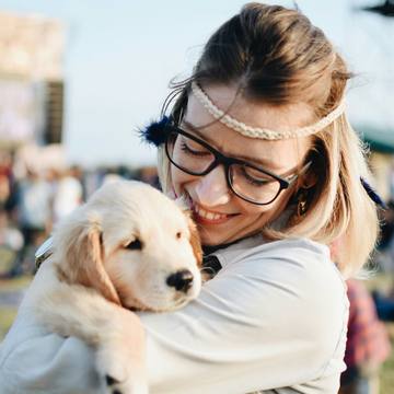 Aisha with a dog