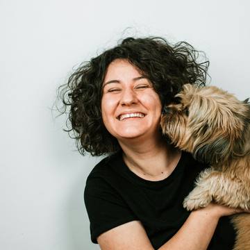 Hayley with a dog