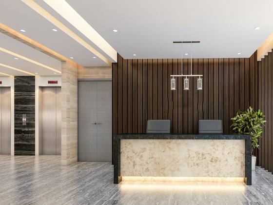 The reception area of the office