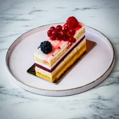 A slice of berry sponge