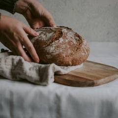 A crusty country sourdough loaf