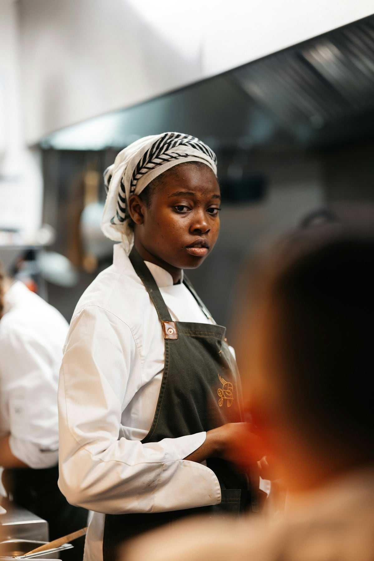Sous chef Amara Osei in the kitchen